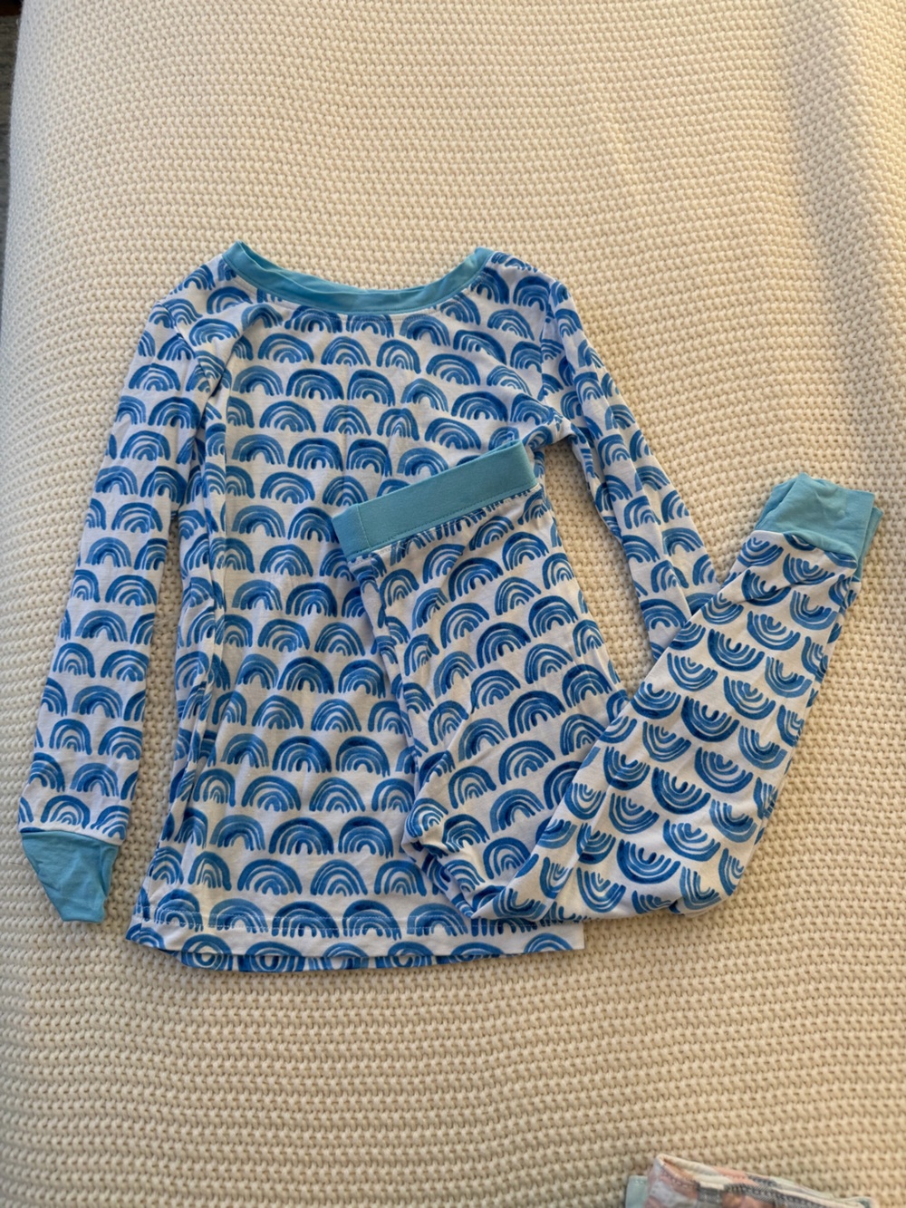 Little Sleepies Blue and White Rainbow Print Pajama Set 2T